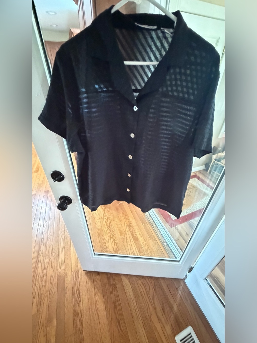 Vintage Size Large Allyson Whitmore Black Sheer Button-Up Top